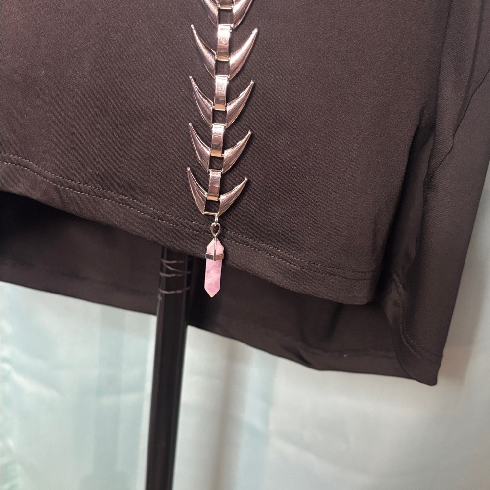 Vertebral Spike Amethyst Beaded Choker or Waist Chain Statement Metallic Goth - Picture 4 of 7